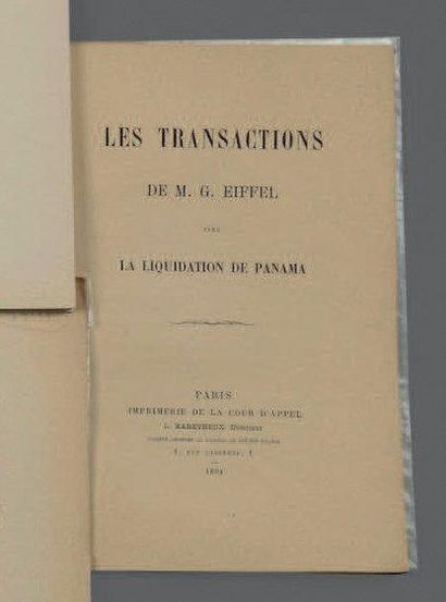 null EIFFEL ET PANAMA Les transactions de M.G. Eiffel avec la liquidation de Panama....