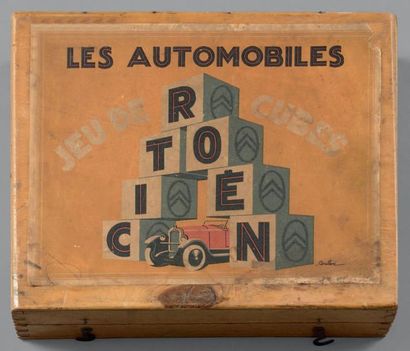 null AUTOMOBILES CITROËN Jeu de cubes. (France, vers 1925),Boîte de bois (19 x 23...