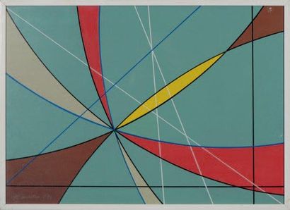 ATTILIO FERRACIN (1912-?) Composition abstraite Huile sur carton. Signe et daté 1983...