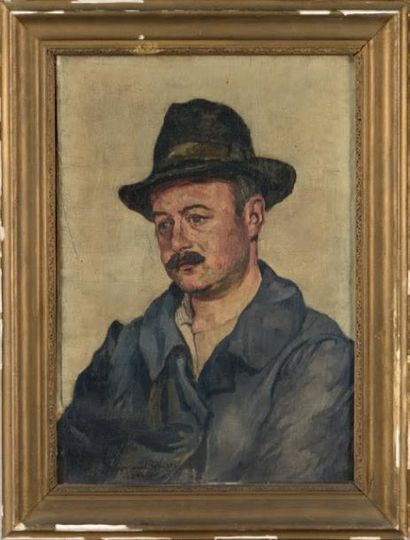 Alphonse QUIZET (1885-1955) Portrait Huile sur toile. Signée et envoyée à Alphonse...