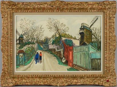 Alphonse QUIZET (1885-1955) Deux moulins à Montmartre Aquarelle et gouache sur papier....