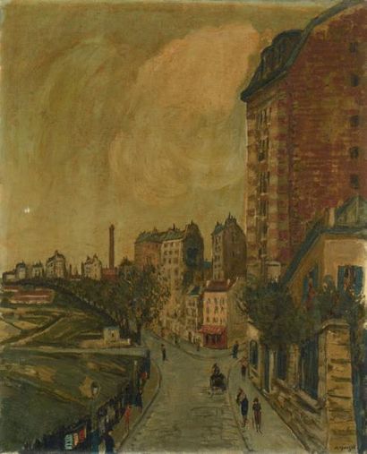 Alphonse QUIZET (1885-1955) Boulevard Serrurier Huile sur toile. Signée ne bas à...