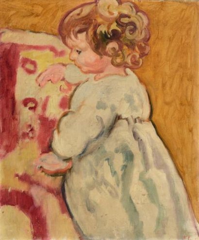 Louis VALTAT (1869-1952) Portrait d'enfant Huile sur toile. Monogrammé en bas à droite...
