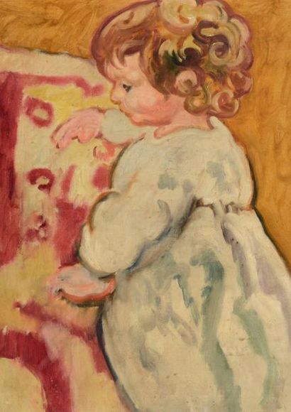 Louis VALTAT (1869-1952) Portrait d'enfant Huile sur toile. Monogrammé en bas à droite...