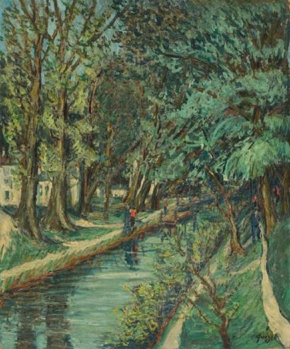 Alphonse QUIZET (1885-1955) La Marne à Saint Maurice Huile sur isorel. Signée en...