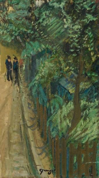 Alphonse QUIZET (1885-1955) La promenade Huile sur toile. Signée en bas au milieu...