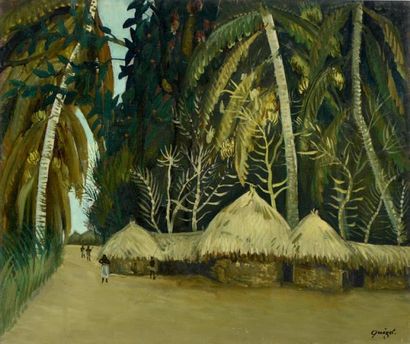 Alphonse QUIZET (1885-1955) La forêt aux serpents Huile sur panneau. Signé en bas...