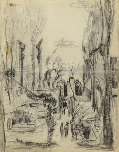 Alphonse QUIZET (1885-1955) Un dessin au crayon sur papier, une lithographie