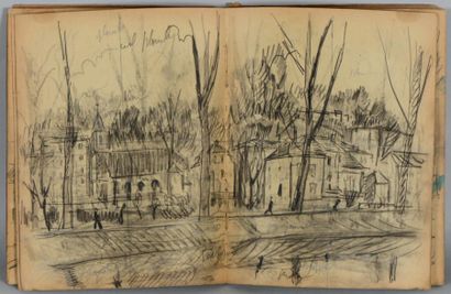 Alphonse QUIZET (1885-1955) Suite de trois importants cahiers de croquis sur Montmartre...
