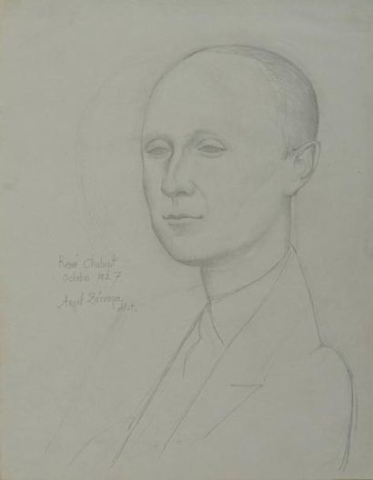 Angel ZARRAGA ARGUELLES (1886-1946) Portrait de René Chalupt Mine de plomb sur papier...