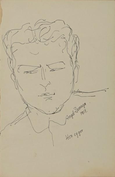 Angel ZARRAGA ARGUELLES (1886-1946) Portrait de Arthur Honneger Encre sur papier...