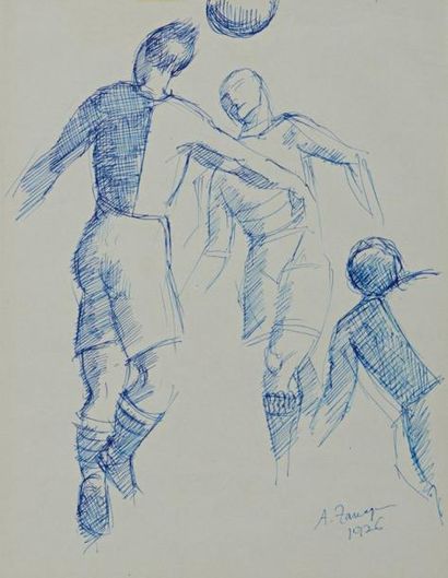 Angel ZARRAGA ARGUELLES (1886-1946) La Tête Encre bleue sur papier (collé à la marge...