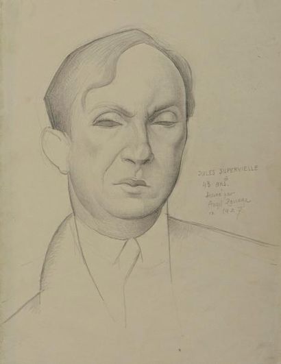 Angel ZARRAGA ARGUELLES (1886-1946) Portrait de Jules Supervielle à 43 ans Mine de...