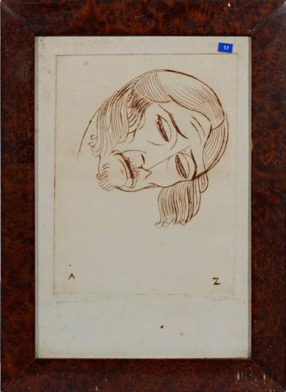 Angel ZARRAGA ARGUELLES (1886-1946) Tête du Christ Gravure, épreuve d'artiste Signée...