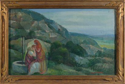 Á. ZÁRRAGA ARGÜELLES (1886-1946) La source Huile sur toile. Signée en bas à droite...