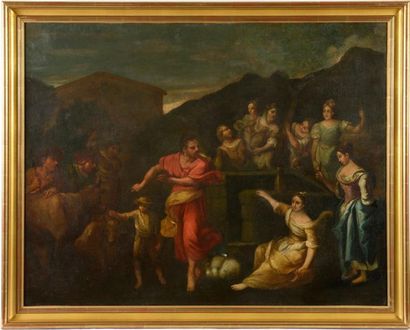 ÉCOLE ITALIENNE Fin XVIII début XIXème siècle Scène biblique Huile sur toile rentoilée...