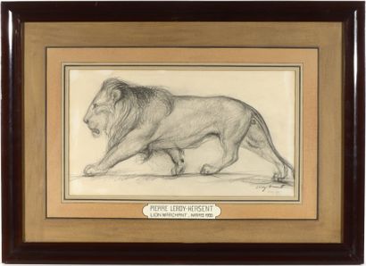 null Pierre LEROY HERSANT (XXème siècle)


Lion marchant 


Fusain sur papier. Signé...