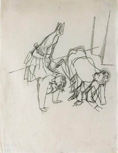 GEORGES GROSZ (1893 - 1959) Le cours de danse - 1915 Crayon sur papier 29,1 x 22,4...