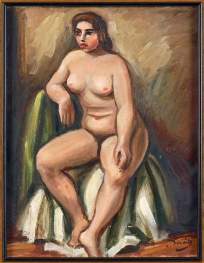 André DERAIN (1880-1954) Nu Huile sur toile. Signée en bas à droite 34 x 27 cm