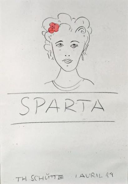 thomas Schütte (né en 1954) Sparta Fusain et aquarelle sur papier. Signé et daté...