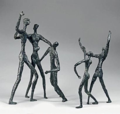 NOOR-ZADE BRENER (NÉ EN 1922) La farandole Sculpture en bronze patiné en deux parties....