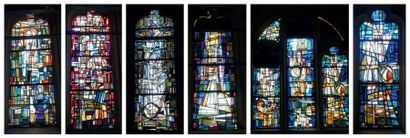 FRANCIS BOTT (1904-1988) Exceptionnel ensemble de huit vitraux de la chapelle du...