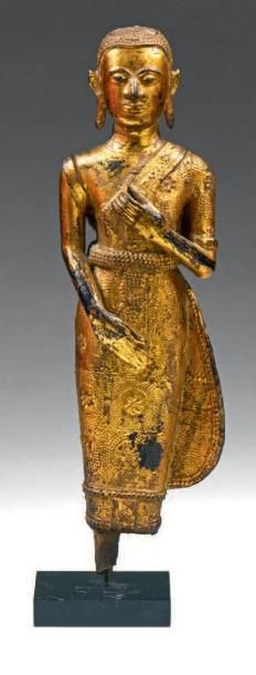 null Buddha debout Sculpture en bronze doré et patiné Birmanie, XIXème siècle H....