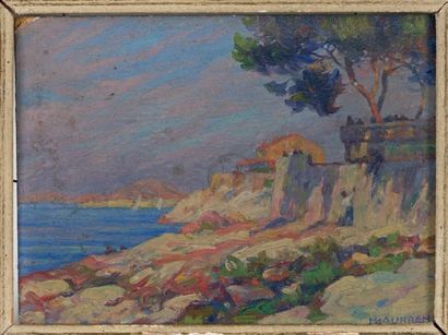 Henri AURRENS (1873-1934) Paysage Méditerraneen Huile sur toile. Signée en bas à...