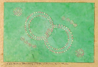 Ivan DA SILVA BRUHNS (1881-1980) Projet de tapis à motifs géométriques polychromes...