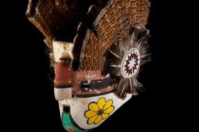 null Masque Hopi de Kachina-des-Voisins U.S.A Arizona(Comanche ?)Masque en cuir,...