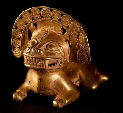 null Uraba/Sinu Colombie Effigie de jaguar Sculpture en or(fonte à la cire perdue)....