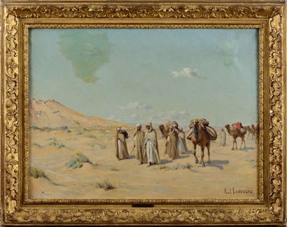 Paul J. B. Lazerges(1845-1902) La caravane Huile sur toile. Signé en bas à droite...