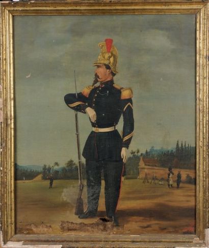 Langlois (XIXème siècle) Portrait d'un sous-officier des sapeurs-pompiers, Second...