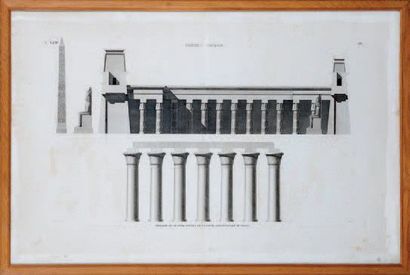 null Suite de quatre lithographies
Représentant des vues des temples de Louxor et...