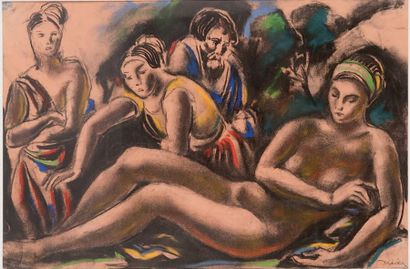 Léon Ernest DRIVIER (1878 - 1951) 
Nu
Pastel et aquarelle sur papier. Signé en bas...