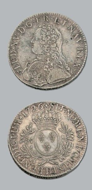 null LOUIS XV (1715-1774)
Écu aux rameaux d'olivier. 1726. Rouen.
D. 1675. TTB à...