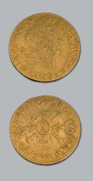 null LOUIS XIV (1643-1715)
Louis d'or aux quatre L. Reims (date illisible). Réf.
D....