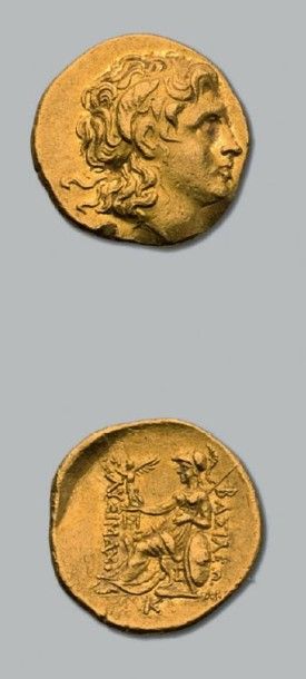 null ROIS de THRACE Lysimaque (323-281 av. J.-C.)
Statère d'or. 8,55 g. Pella (286-281)
Tete...