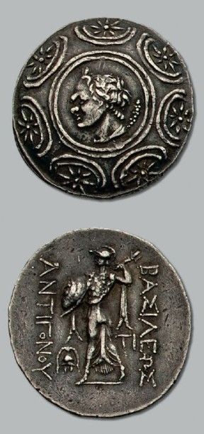 null Antigone Gonatas (277-239 av. J.-C.)
Tétradrachme. 17,19 g.
Bouclier macédonien....