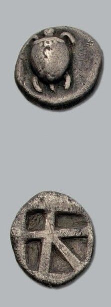 null ÉGINE Statère (480-457 av. J.-C.). 11,41 g.
Tortue marine. Sur la carapace,...