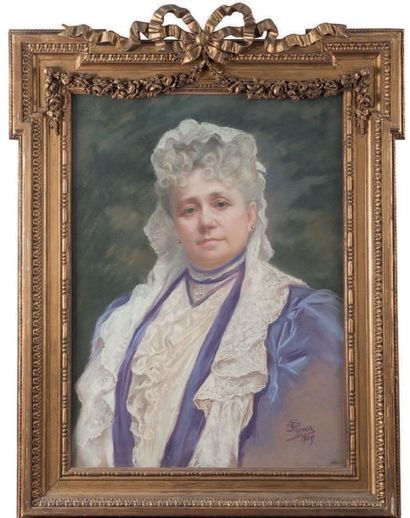 Edmundo PIZZELLA (1868-1841) Portrait de femme - 1909
Pastel sur papier
Signé et...