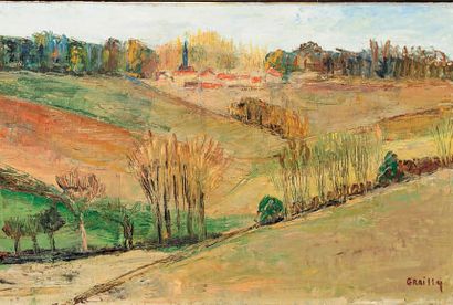 GRAILLY (XXème siècle) Vallée
Huile sur toile.
Signé en bas à gauche
40 x 62,5 c...