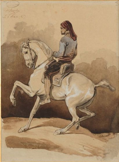 Charles Ferdinand DE LA ROCHE (XVIIIème-XIXème siècle) Cavalier
Aquarelle sur papier.
Signé...