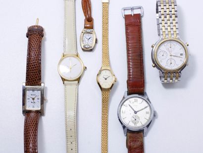null Lot composé de 6 montres bracelets en métal, mouvements quartz et mécanique....