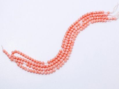 null Lot en corail peau d'ange composé de 3 rangs de perles d'environ 5 à 5.2 mm.
Poids...