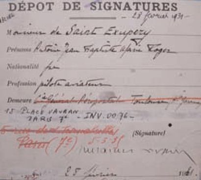 Antoine de SAINT-EXUPERY signature autographe