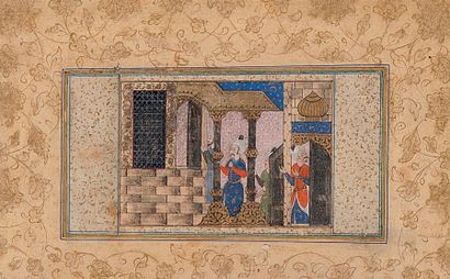 null Scène nocturne dans un palais
Rare miniature d'un Shehname-i Turki, montée dans...