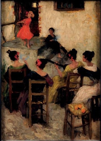 Andres Osterlind (1887-1960) 
Danseuse de flamenco
Huile sur toile.
46 x 33 cm