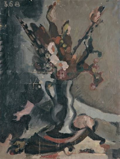PINCHUS KREMEGNE (1890-1981) BOUQUET DE FLEURS Huile sur toile signée au dos sur...