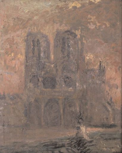 GUSTAVE LOISEAU (1865-1935) NOTRE DAME DE PARIS Huile sur panneau marouflée sur toile...